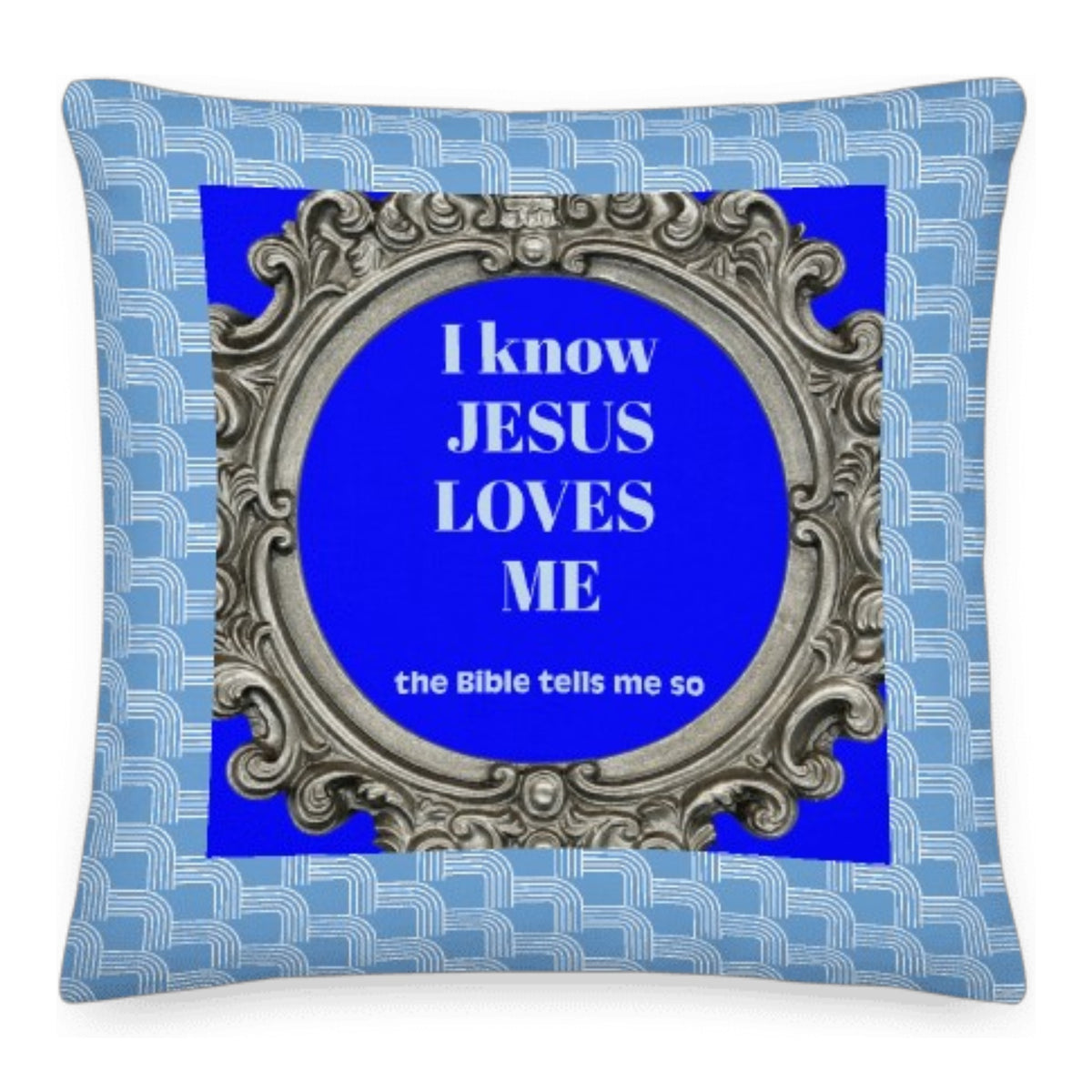 Cushion - Jesus Loves - blue