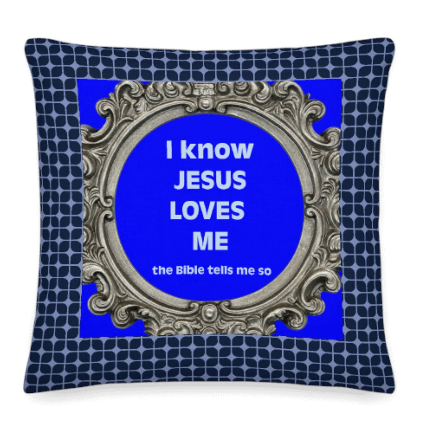 Cushion - Jesus Loves  - dark blue