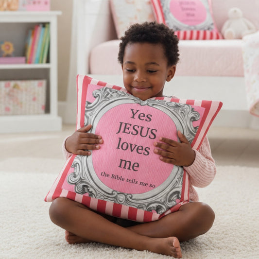 Cushion - Jesus Loves - stripes